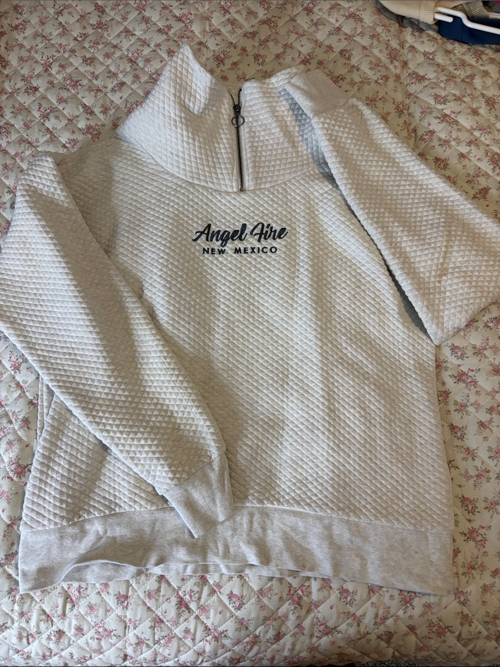 Artisan Light Gray Quilted Cowl Neck Pullover